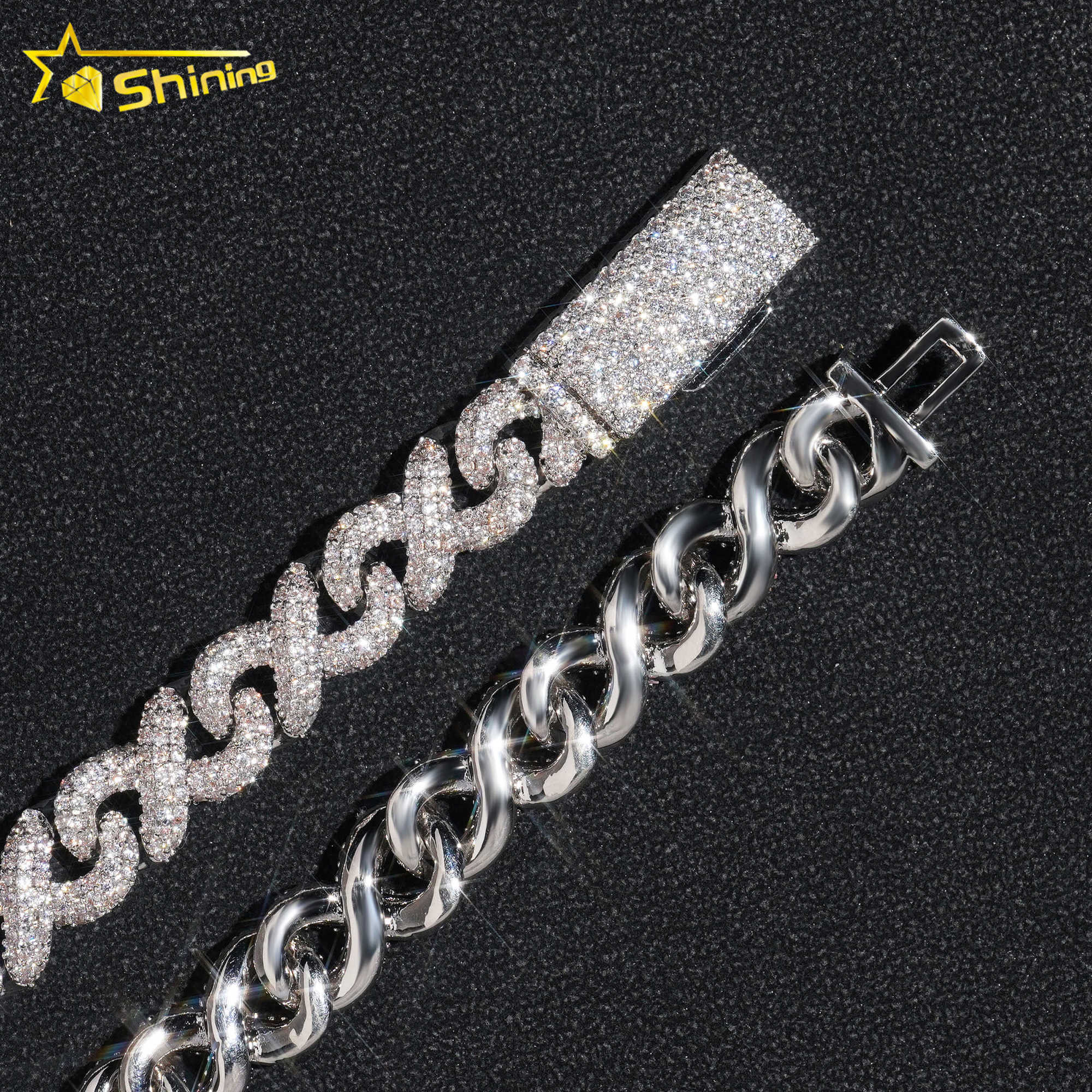 Sterling silver necklace moissanite cuban chain S925 gold plated GRA diamond iced out link chain for men