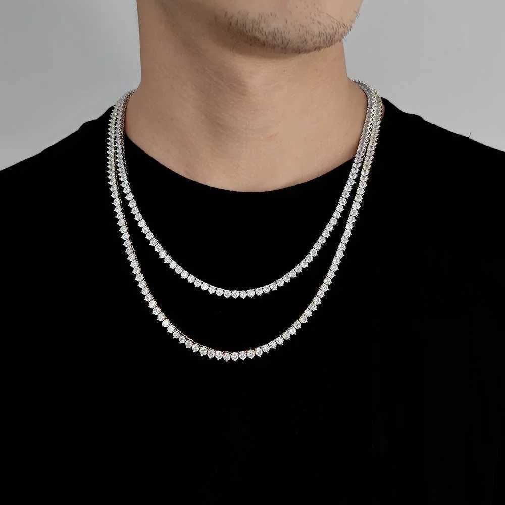 FEOBUR 3mm Moissanite Tennis Necklace for Women Men S925 Sterling Silver Full Diamond Neck Chains with GRA Trendy Jewelry Gift