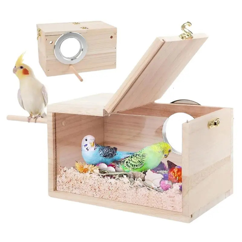 Bird Breeding Box Parrot Mating Box Cage Parrot Breeding Mating Box Wooden Bird Nesting House For Parrot Parakeet Budgies 250206