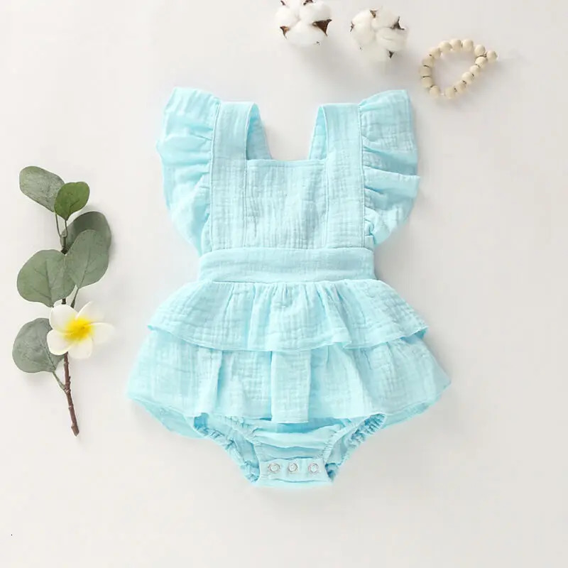 Citgeett Summer Solid 0-24M born Baby Girl Clothes Ruffle Cotton Romper Sleeveless Jumpsuit Outfit Sunsuit 250214