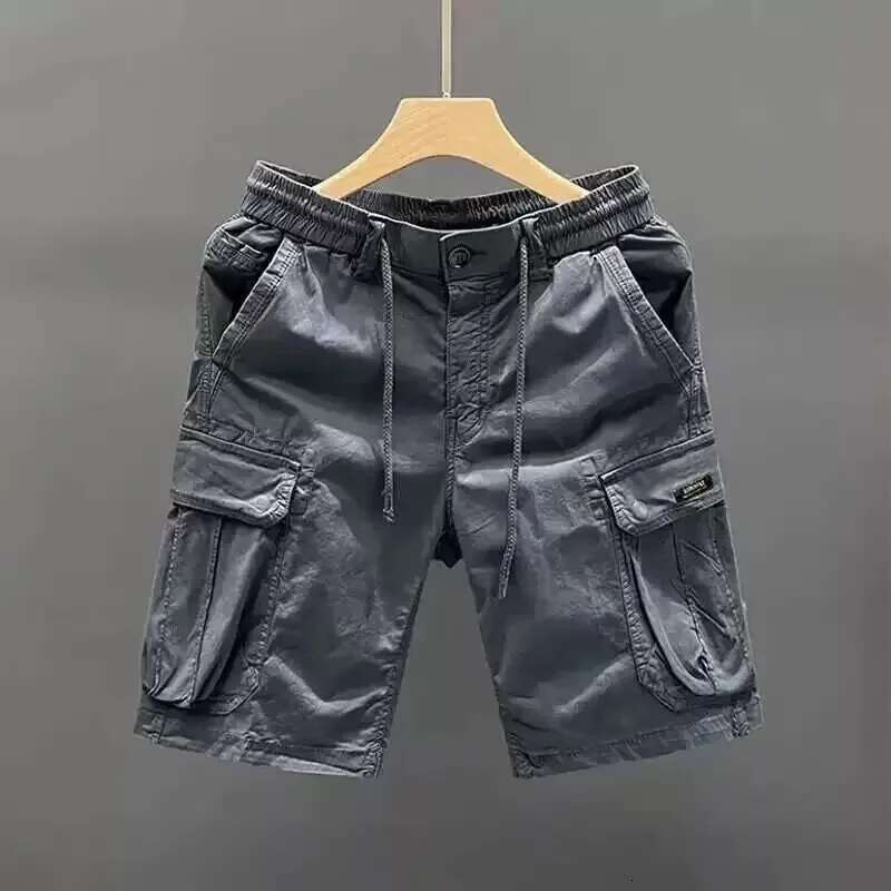 Men's Loose Fit Casual Shorts Summer Thin Section Five Piece Work Drawstring Leather Belt Straight Leg Mid Trousers Mul