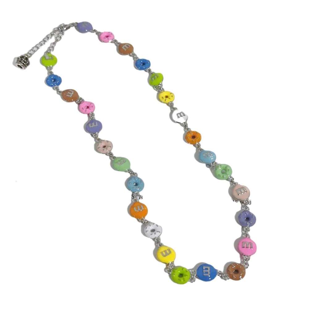 Misa double-sided color dopamine m bean donut necklace exquisite high-end temperament ins internet celebrity style collarbone chain women
