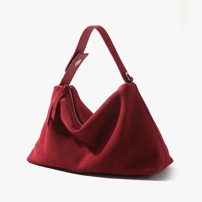 2024 New Winter Suede Leather Women Large Retro Bags High Quality Female Commute Handbag Frosted Shoulder Bag Coffee Brown