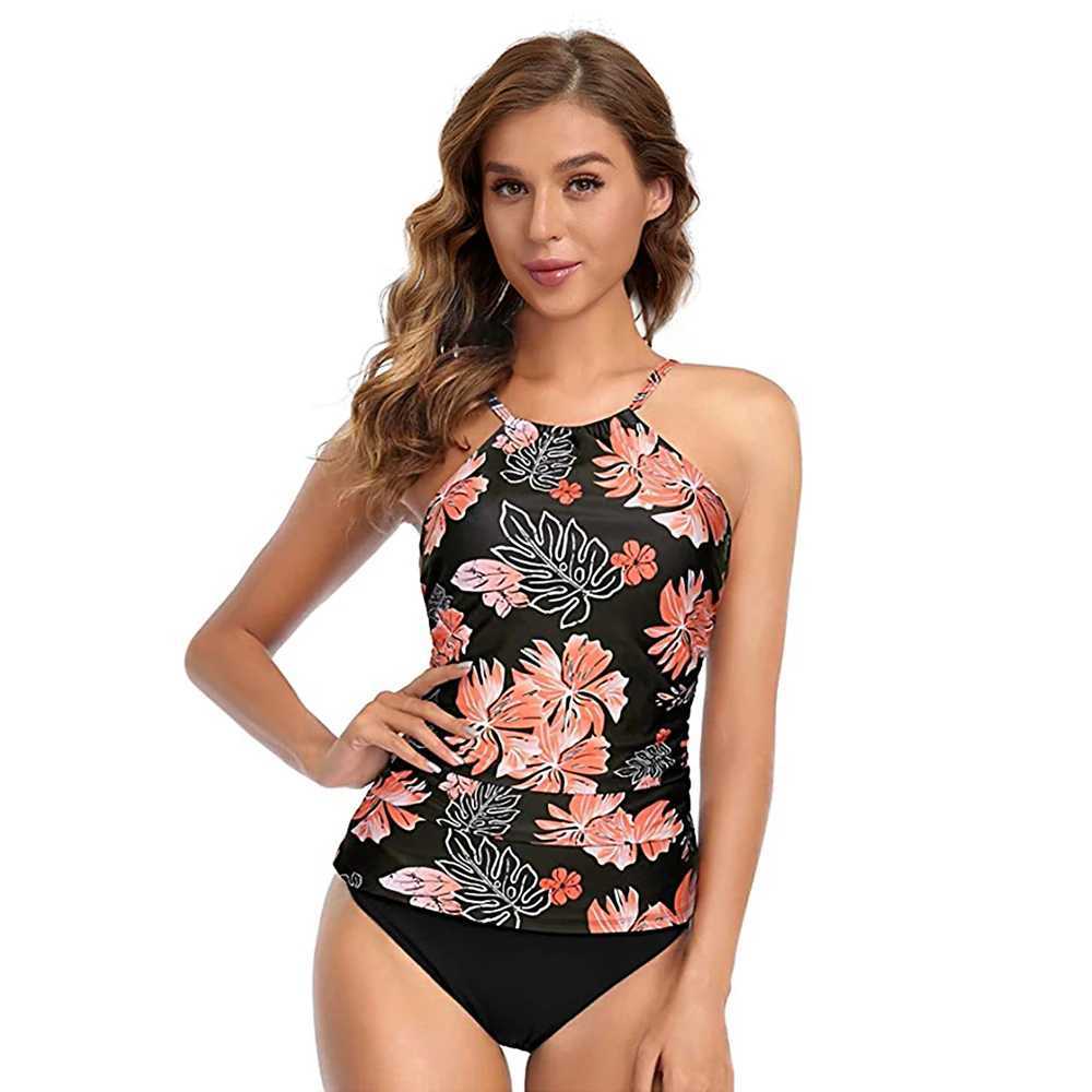 3 Colors Women Conservatively Cover Belly Tankini Set Padded Top With Adjustable Shoulder Straps Elastic Slim Knitted BeachwearW250214