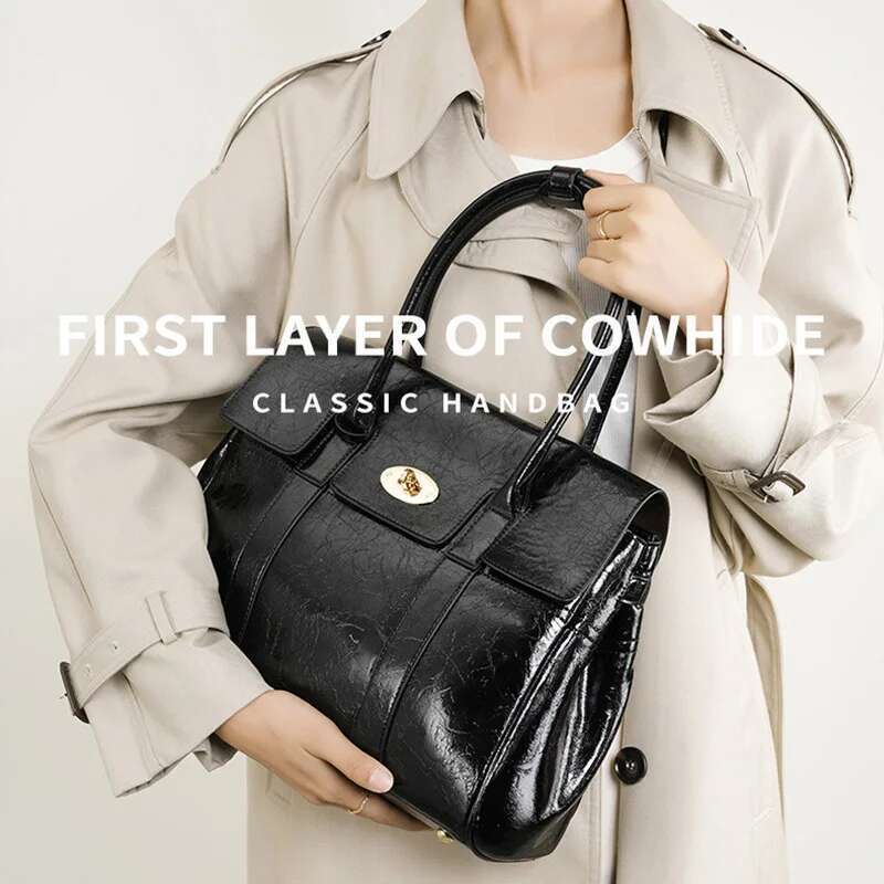 New Design Handbag Soft Genuine Leather Women Top-Handle Large Capacity High Quality Shoulder Bag For Female