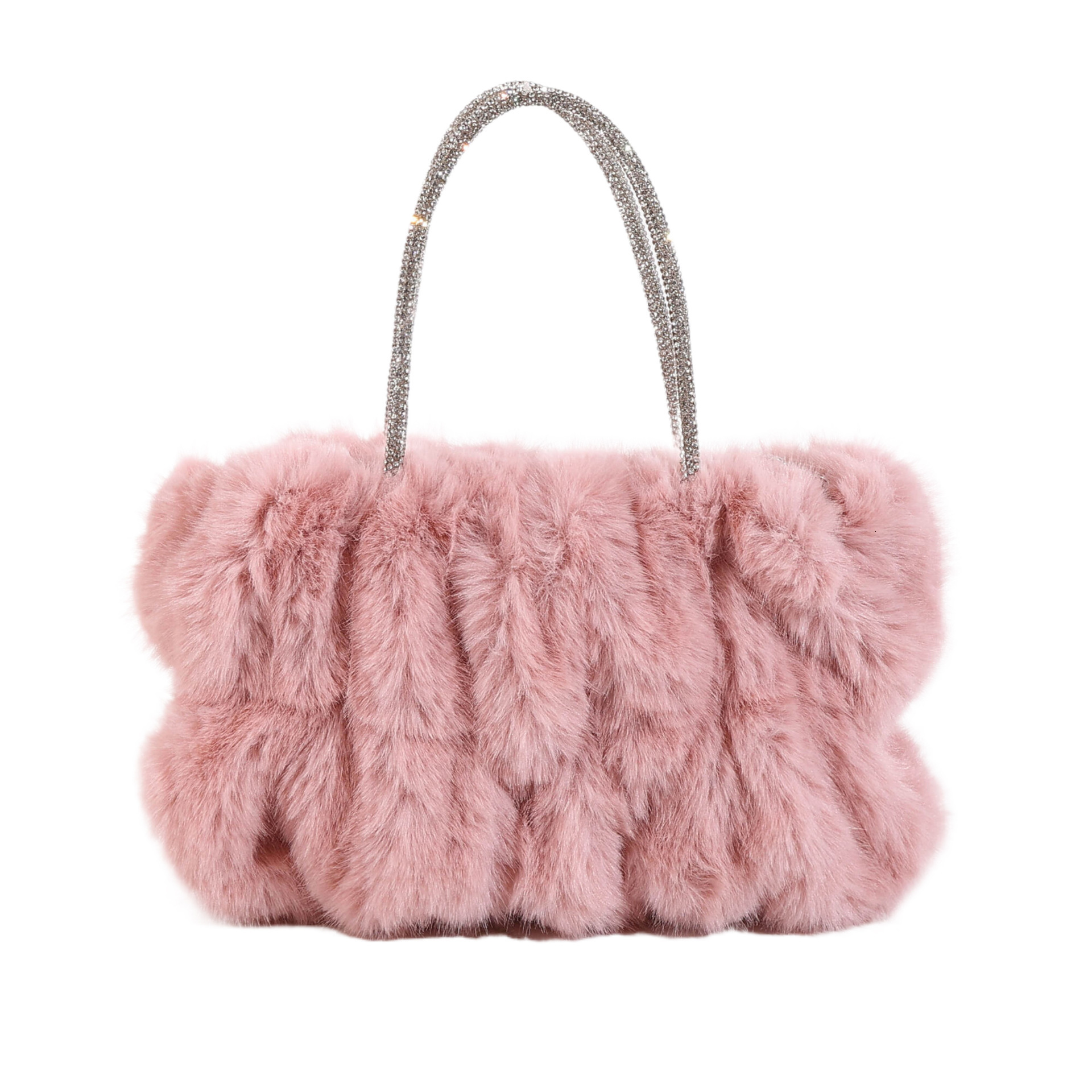 New winter fur high-end dinner bag, pleated cloud studded diamond handbag, fashionable and versatile, single shoulder diagonal cross
