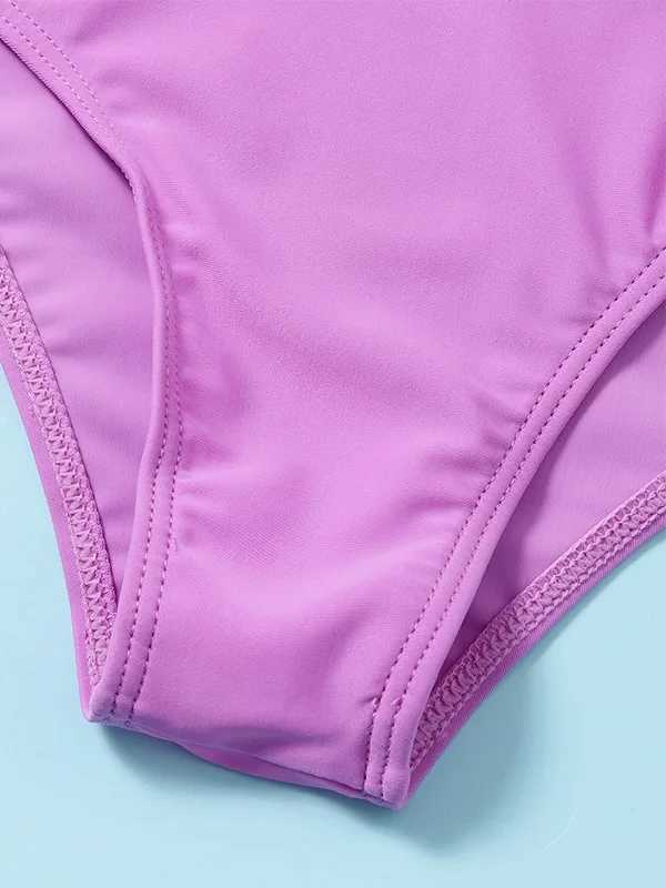 Girls High Waist Bikini Sets with Long Sleeve Crop Tops Kids Swimsuit 7-12 Years Childrens Swimwear 2024 Teenage Bathing SuitXJ250214