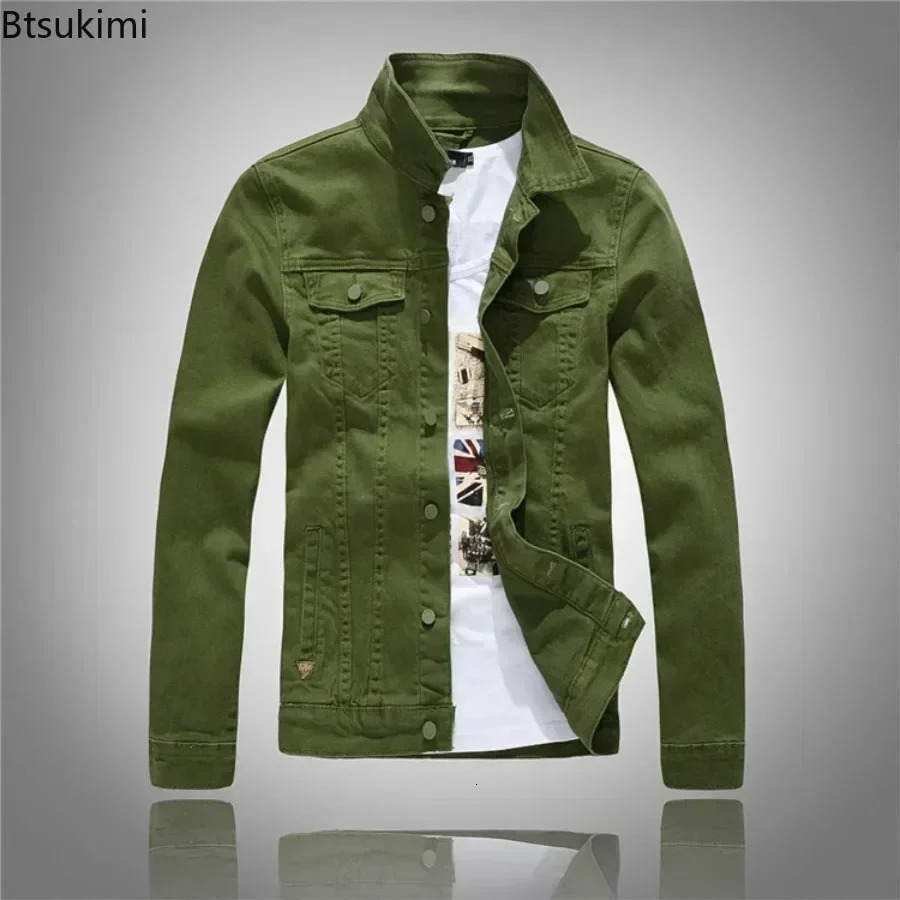 2025 Mens Denim Jeans Coats Jacket Spring Autumn Men Slim Solid Long Sleeve Casual Outerwear for M4XL 250212