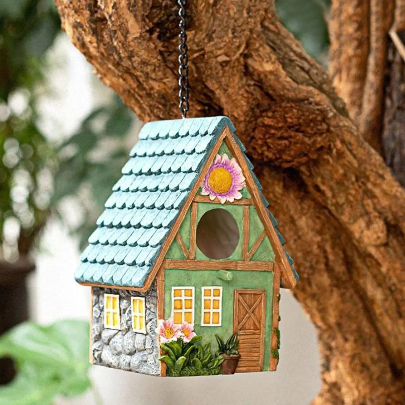 Hand-Painted ing Colourful Birdhouse Country Bird House for Small Birds 250206