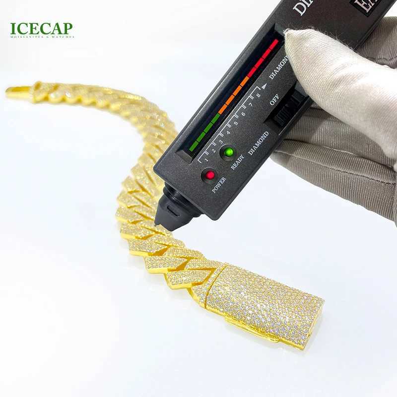 Icecap Custom Cuban Link Name Necklace Gold Plated Iced Out Moissanite Diamond Hiphop Cuban Link Chain