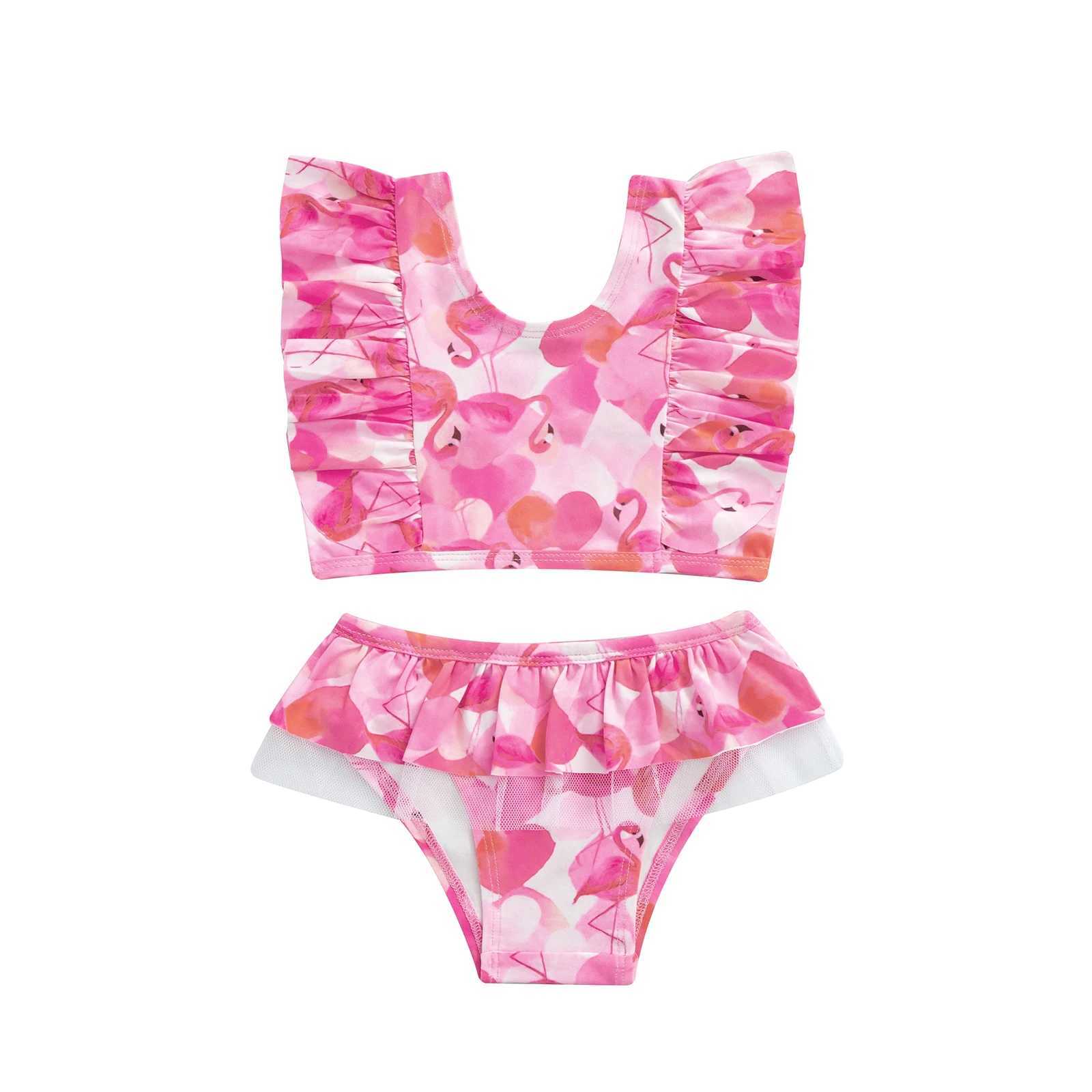 Kids Girls 2 Pieces Bikini Set Stripe Colorful Print Tank Tops Shorts Swimwear Set Summer Baby Girls Beach Bikini SetsXJ250214