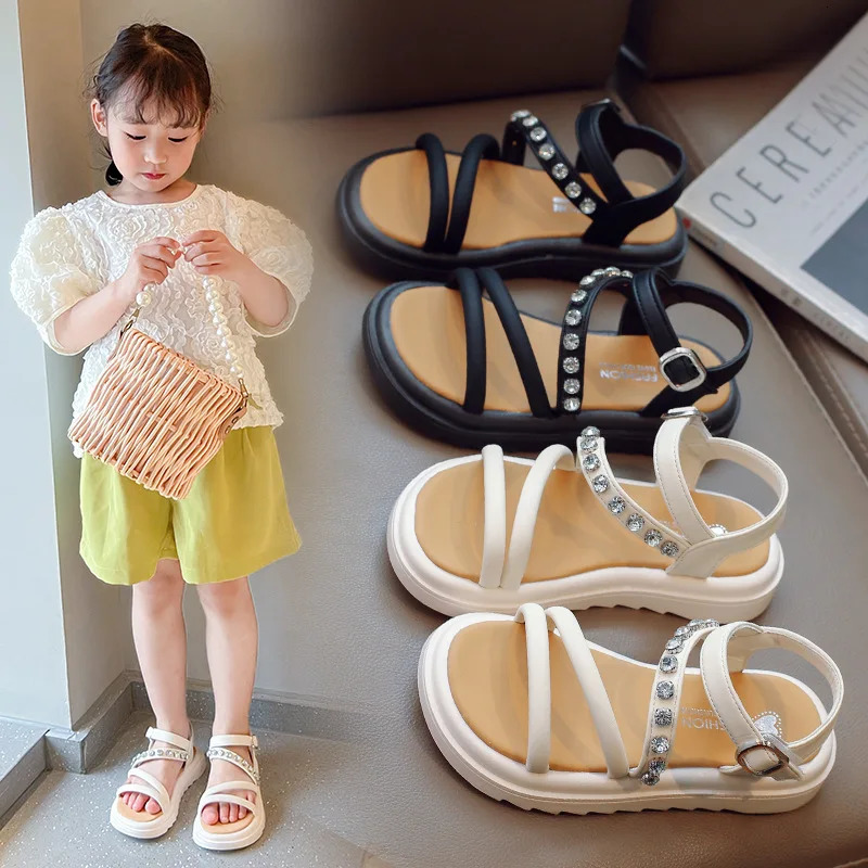 Child Sandals for Girls Kids Shoes Princess Summer Girls Sandals Gladiator Rhinestone Childrens Shoe Size 7 9 2 10 Year 250214