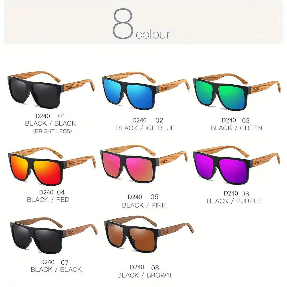 DUBERY Wooden Polarized Full Rim Sunglasses For Men And Women 8 Colors Model 240 250214
