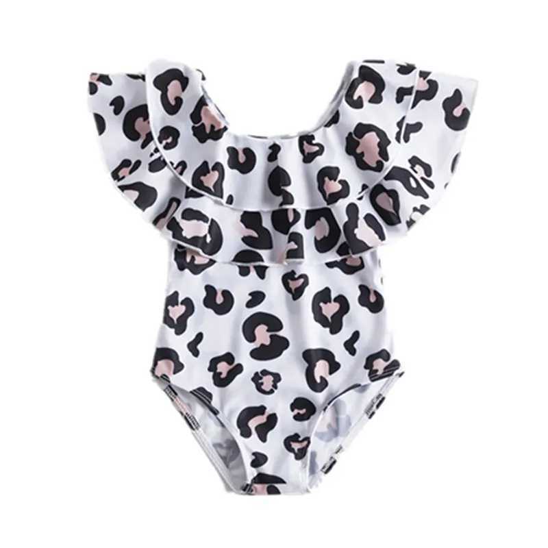 One Piece Girl Swimsuits 1 2 3 4 5 Year Baby Printed Swimwear Summer Beach Bathing Bikini Clothes Kids Bow Seaside Swimming WearXJ250214