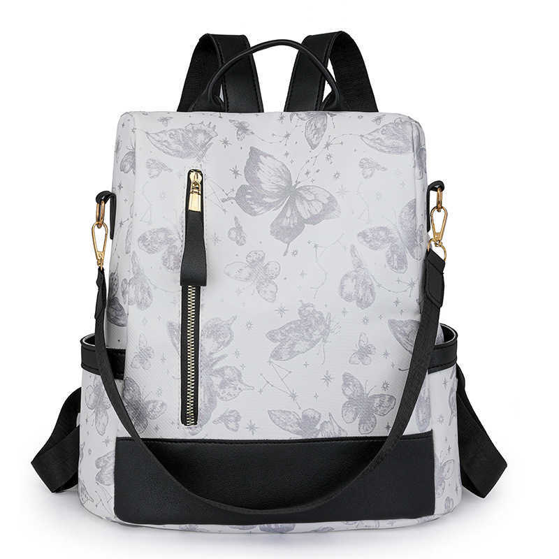 New Fashion Chinese Embroidery Thread Trendy Casual Backpack for Women Simple PU Large Capacity Outdoor Travel Backpack