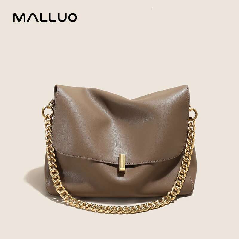 Women Large Korean Cow Flap Shoulder Chain Bag Solid Genuine Leather Female Crossbody Handbag Messenger