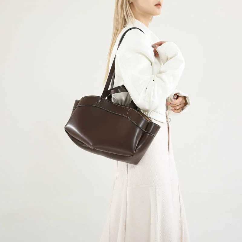 Solid Quality PU Shoder Bag Large Capacity Hasp Interior Zipper Pocket Casual Tote Handbag 2024 Hot S Bags for Wen Bolsa Z250215