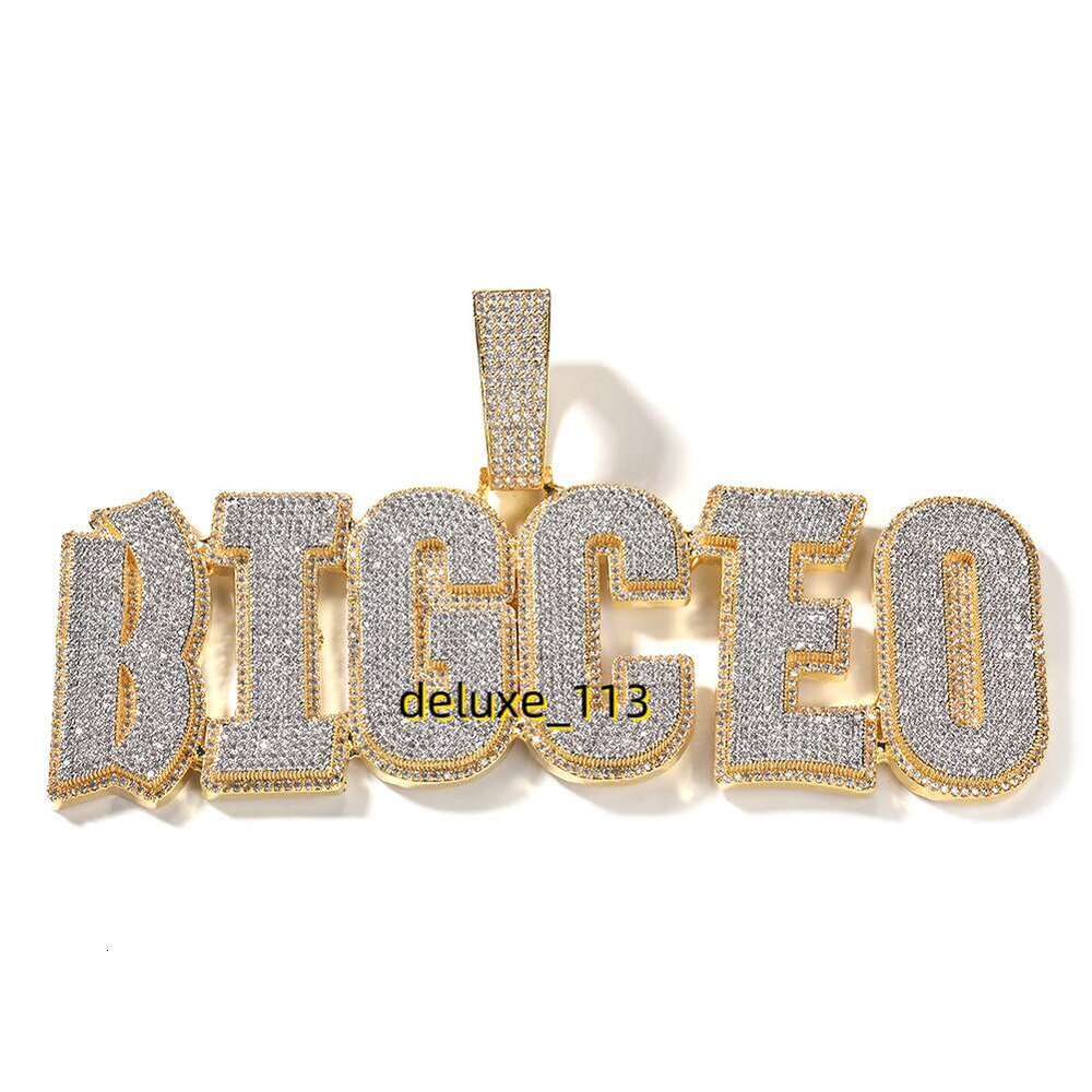 Gumeng hip-hop jewelry DIY splicing two-color English letter pendant with copper inlaid moissanite, cool and versatile men's necklace