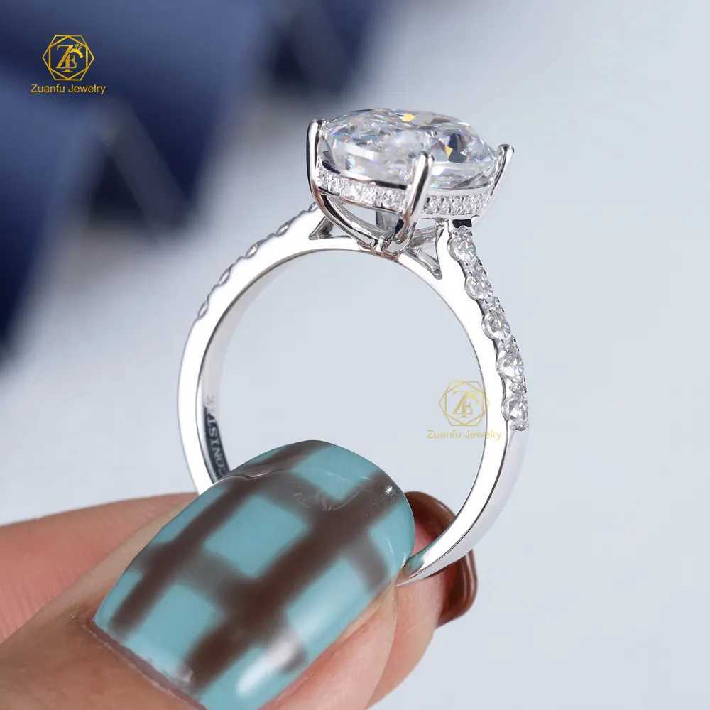 ZuanFo14k Womens Engagement Ring 18k Solid White Gold with GIA IGI Certified CVD HPHT Lab Grown Diamond Jewelry