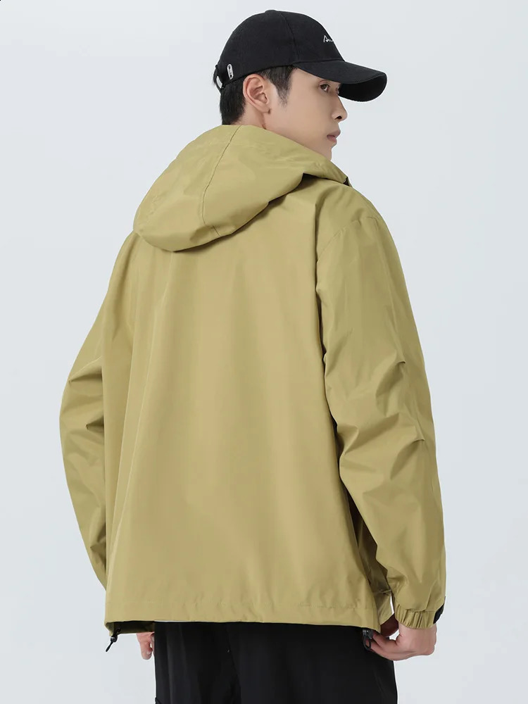 Spring Autumn Mens Windbreaker Jackets Korean Fashion Waterproof Windproof Outdoor Big Pockets Hooded Loose Coat Size 8XL w250210