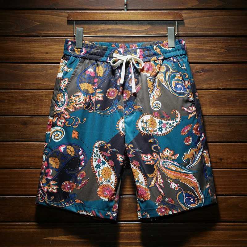 Summer Beach Shorts Men2024New Fashionable Color Pattern Loose Breathable Pants Outdoor Trendy Cropped Pants W250215