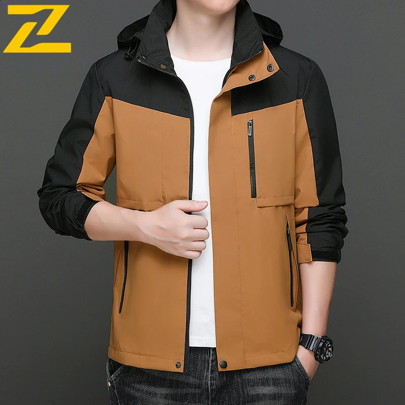 Casual Waterproof Jacket Mens Spring Autumn 8xl Splicing Zipper Pocket Windbreaker Men Outdoor Sports Camping Hooded Coat 250210