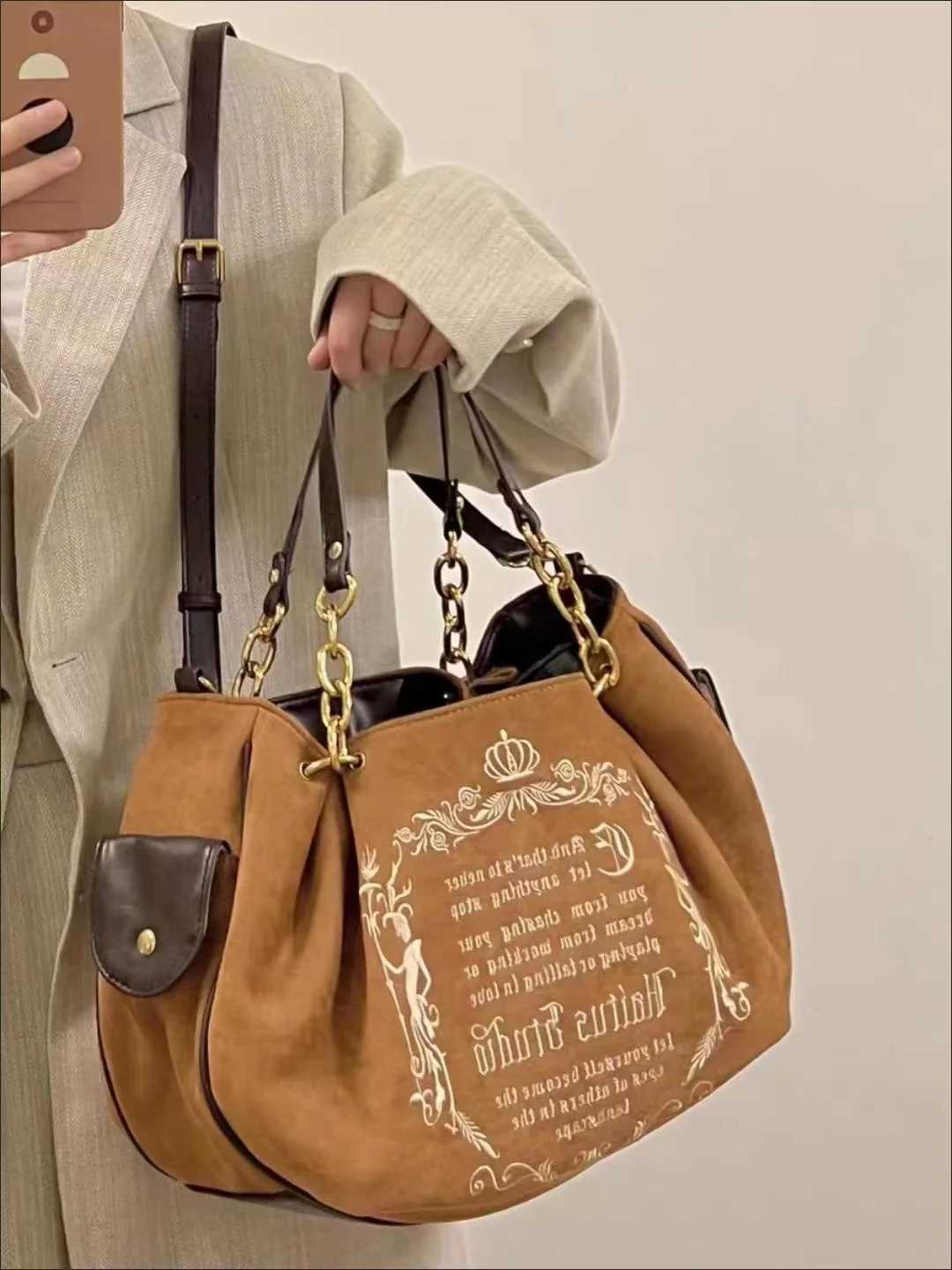 JIAERDI Vintage Letter Y2k Handbag Wen Gothic Large Capacity Casual Crossbody Bag Purse Fem Harajuku Ahetic The Tote Bag Z250215