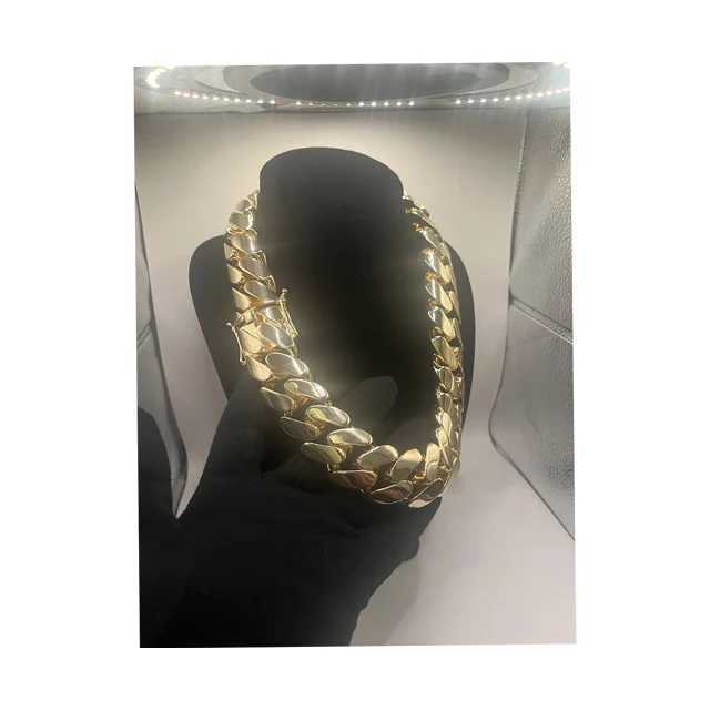 18mm Miami Cuban Link Chain 1 Kg- Heavy Solid Big Cuban Chain for Men Unisex Stainless Steel-gold Plated Fashion14k Gold