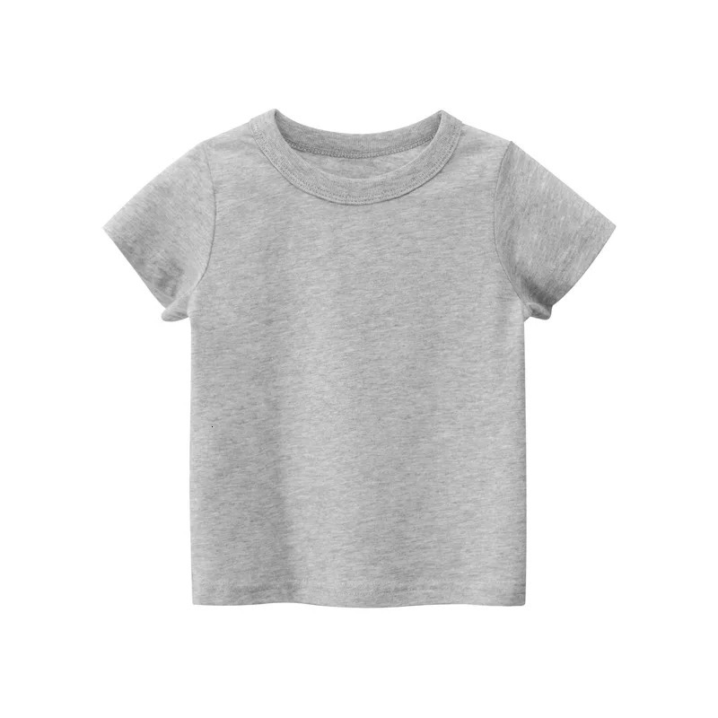 Summer Cotton Boys T Shirt Short Sleeve White Tshirt For Girl Solid Color Simple Childrens Clothing T-Shirts For Children Tops 250213