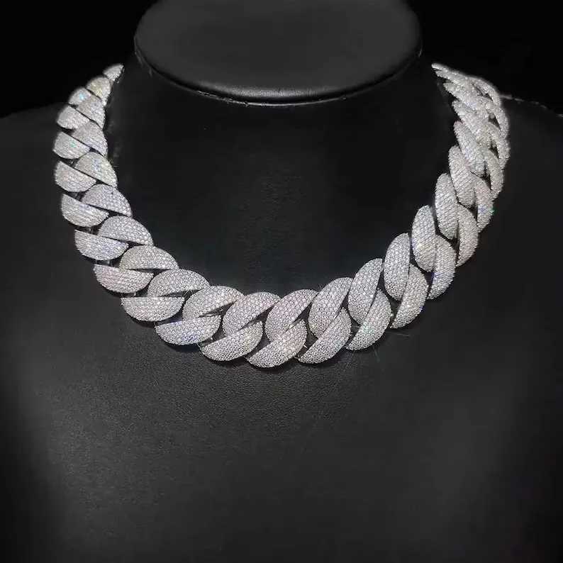 Sale 22mm Bust Down Iced Out Miami Cuban Link Chain Moissanite Vvs Diamond Miami Cuban Chain