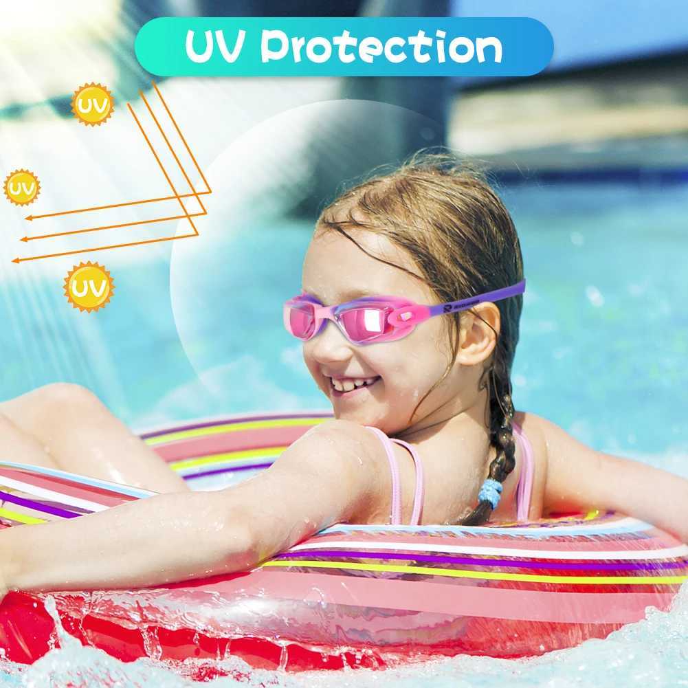 Kids Swimming Goggles Girls Boys Swimming Goggles Anti-Fog Goggles UV Protection No Leakage Gift Case For 3-14 Yea Z250215