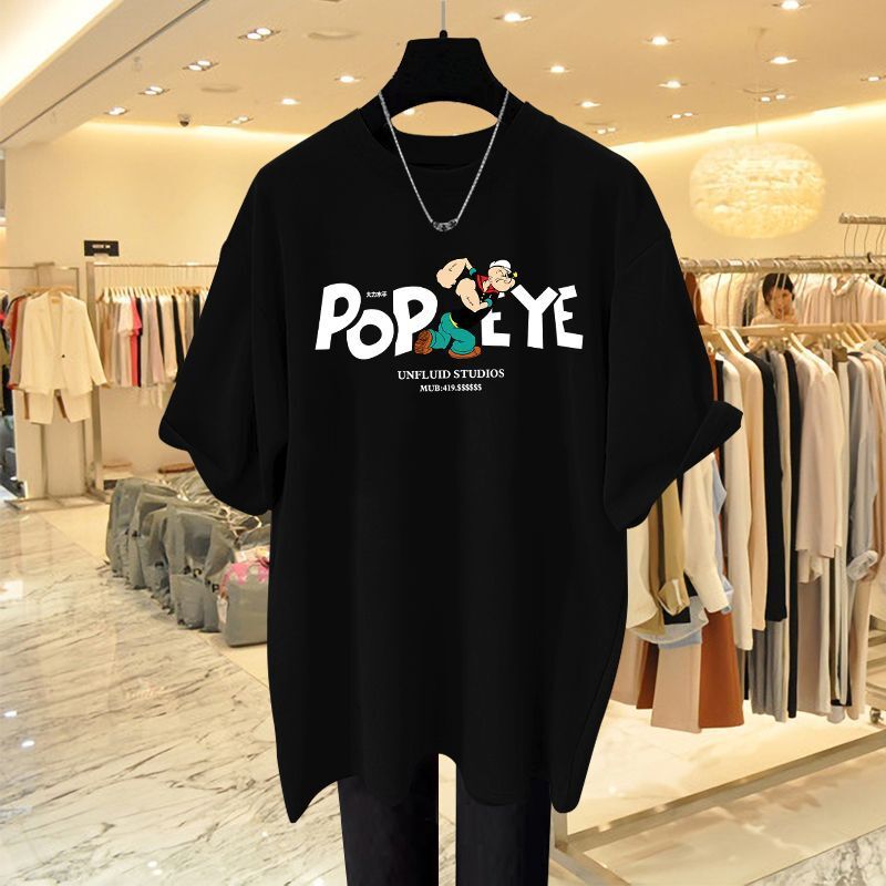 Cotton Dress Interior Short Sleeved T-shirt Female Sailor Print Designer Summer Round Neck Mid Length Oversized Top