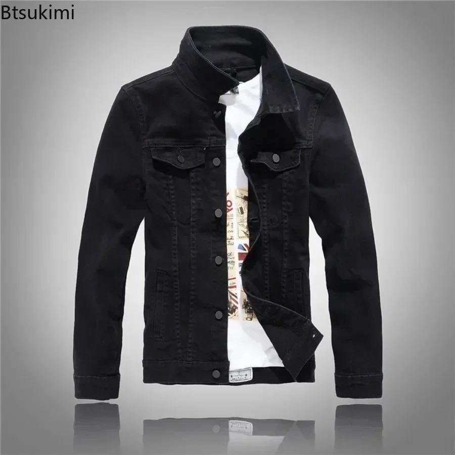 2025 Mens Denim Jeans Coats Jacket Spring Autumn Men Slim Solid Long Sleeve Casual Outerwear for M4XL 250212