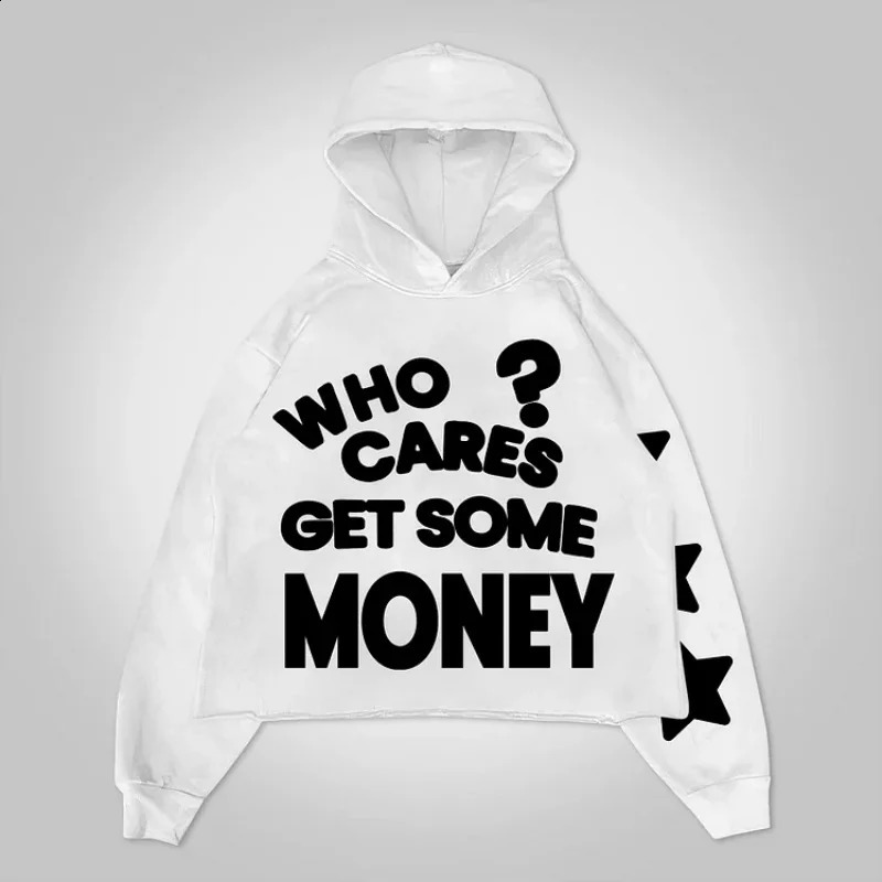 Chasing Money Print Graphic Oversized Pullover Hoodie Men Y2K Winter Long Sleeve Casual Oversize Sweatshirt Streetwear Women Top 250211