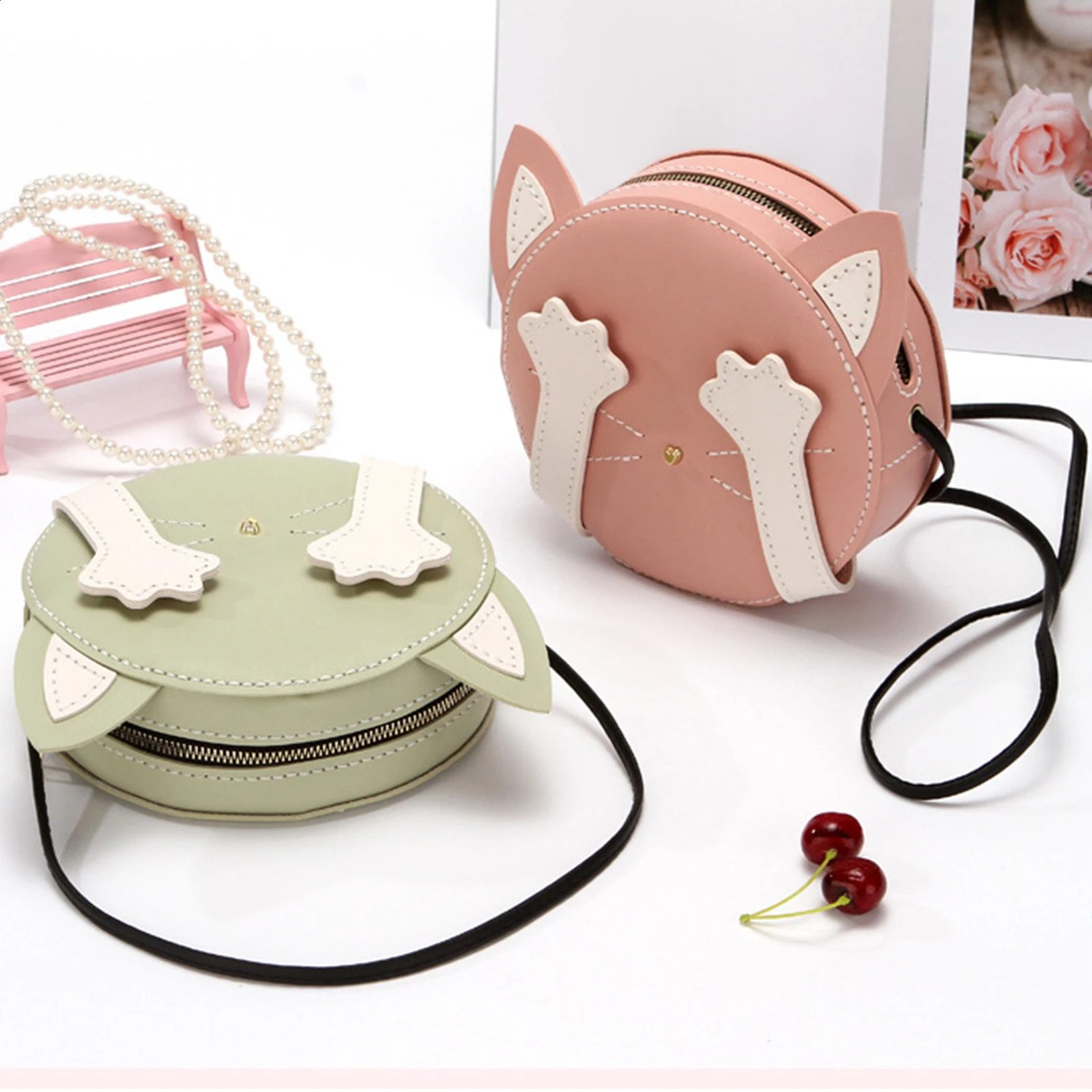 DIY Shoulder Bag Making Kit Hand Woven Bag Pre Cut Leather Sewing Leathercrafts Cat Shaped Full Tools for Beginners 250214