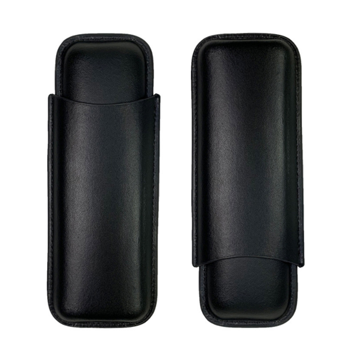 New Travel Cigar Case Beautifil Black Brown Color Leather Holder 2 Tube Humido The Case Holds 2 Cigars Smoking Accessories