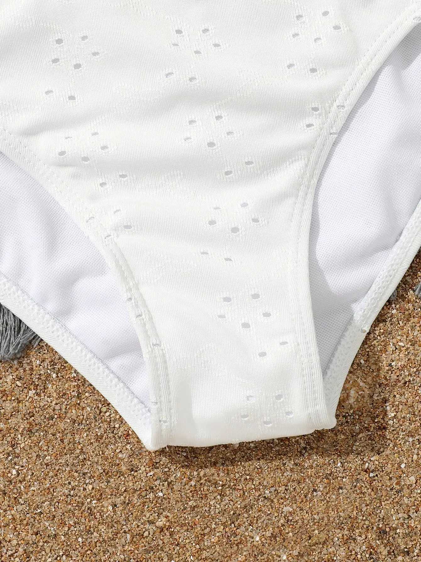 3 Pieces White Halter Bikini 2023 Girls Swimsuit Beach Skirt Kids Swimwear Female Bathers Bathing Swimming Swim Suit BeachwearXJ250214