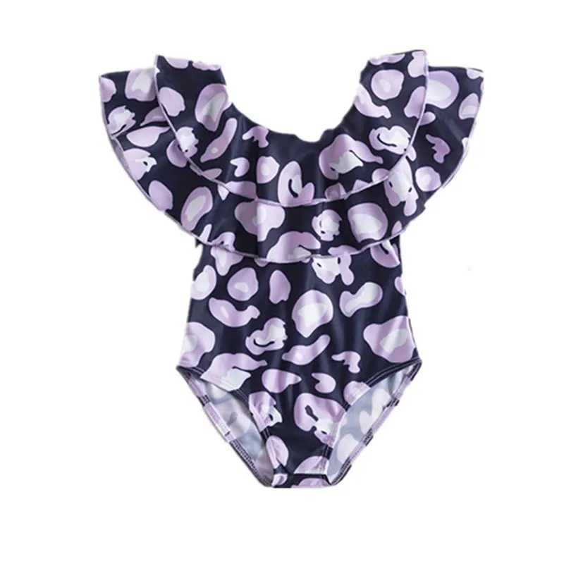 One Piece Girl Swimsuits 1 2 3 4 5 Year Baby Printed Swimwear Summer Beach Bathing Bikini Clothes Kids Bow Seaside Swimming WearXJ250214