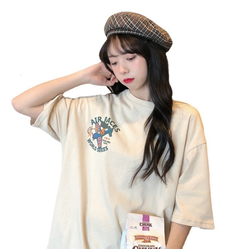 Designer Short Sleeved Women T-shirt 2025 New Summer Loose Korean Version Ins Fashion Student Harajuku BF Lazy Style Clothes
