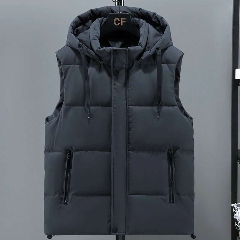 L-8XL Oversize Autumn Winter Vest 2023 New Thick Warm Hooded Sleeveless Jacket Men Casual High Quality Plus Size Waistcoat