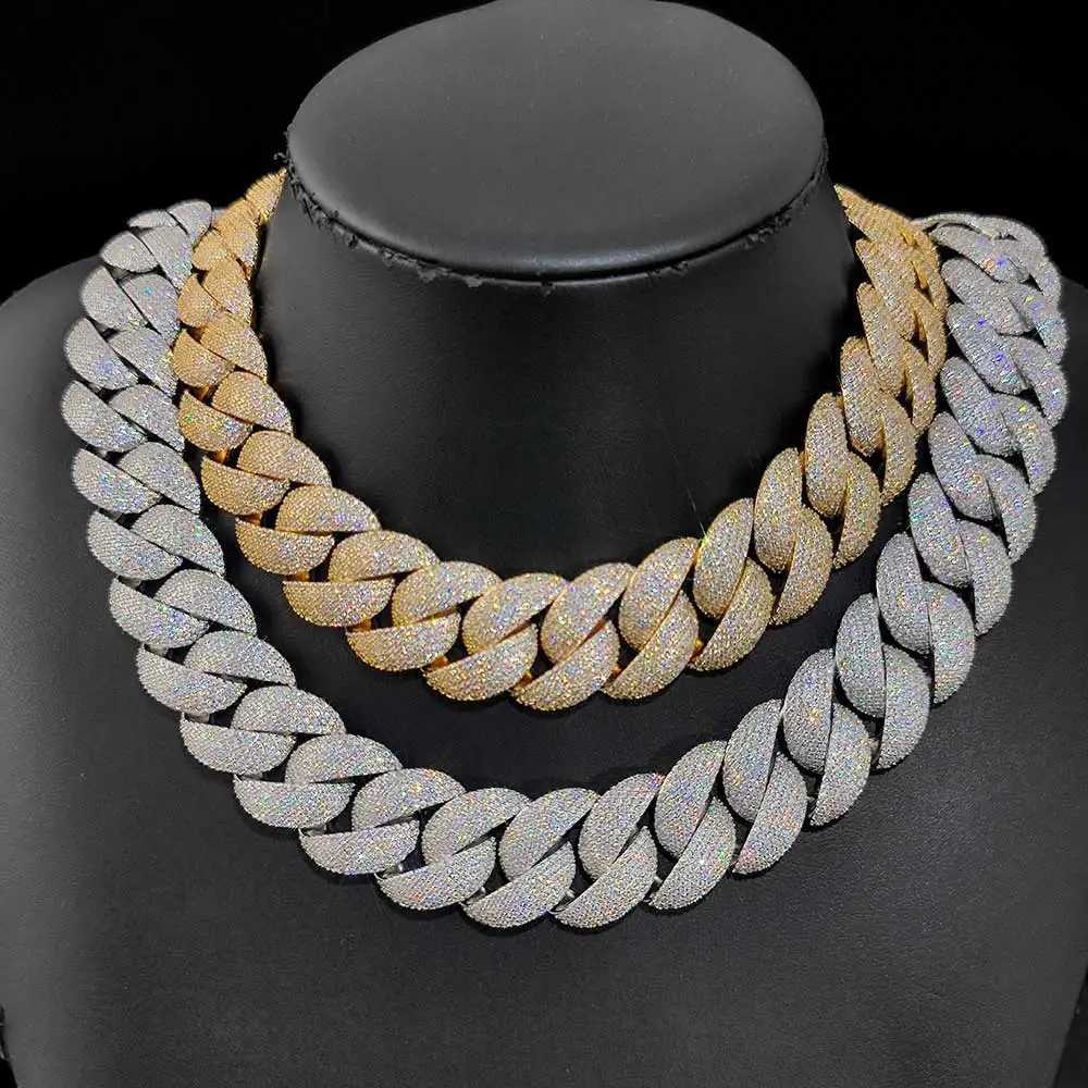 Nuoya High Quality 22mm Chunky Cuban Link Men Choker Jewelry Iced Out Full Diamond Cuban Link Chain Necklace for Women