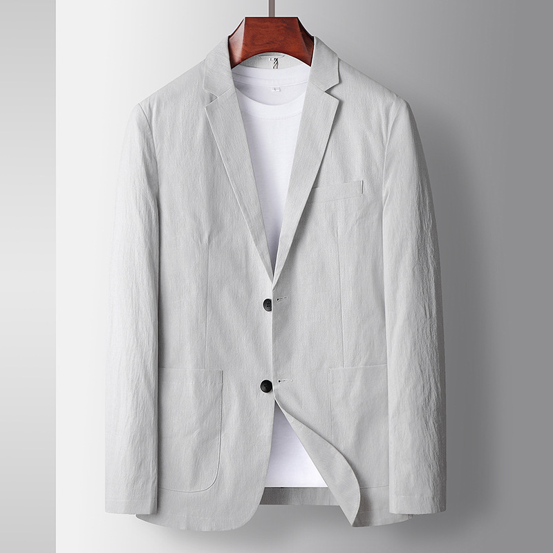 D211Elegant Men's Casual Fit Business Suit Set in Solid Colors for Spring and Summer 2025