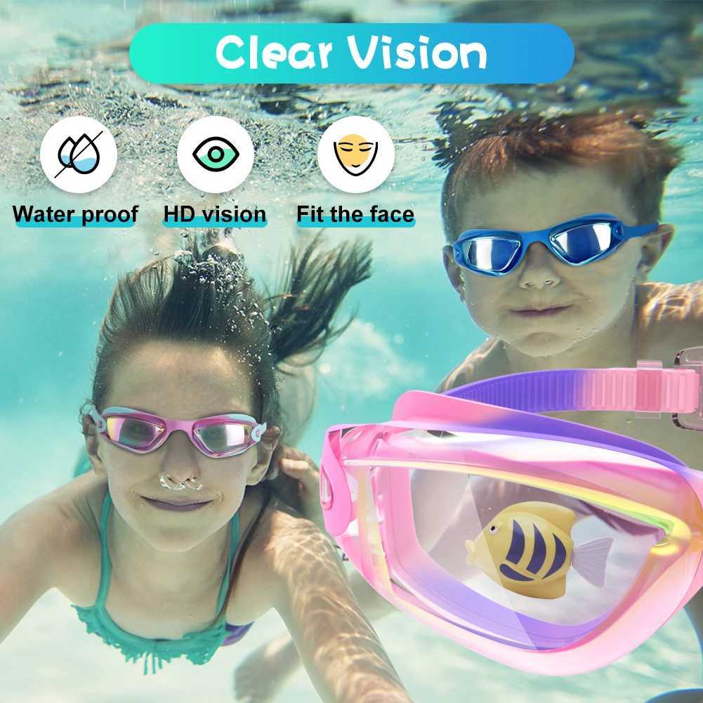 Kids Swimming Goggles Girls Boys Swimming Goggles Anti-Fog Goggles UV Protection No Leakage Gift Case For 3-14 Yea Z250215