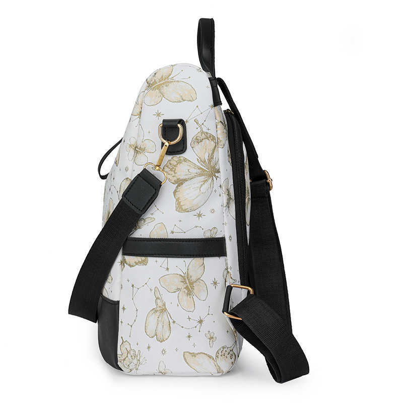 New Fashion Chinese Embroidery Thread Trendy Casual Backpack for Women Simple PU Large Capacity Outdoor Travel Backpack