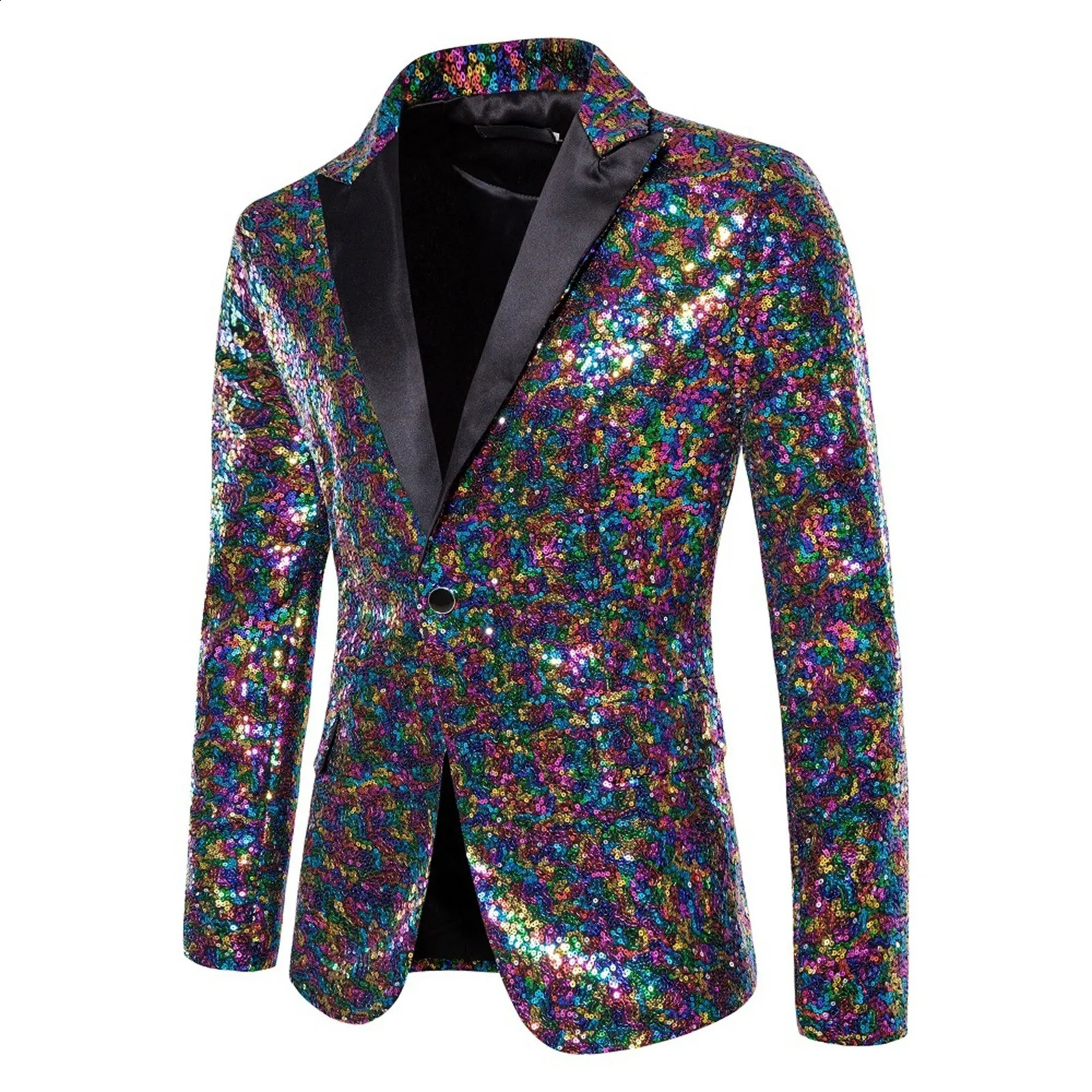 Shiny Sequin Slim Fit Blazers Tuxedo for Men Party Dinner Prom Formal Suit Coat One Button Notch Lapel Night Jacket 250214