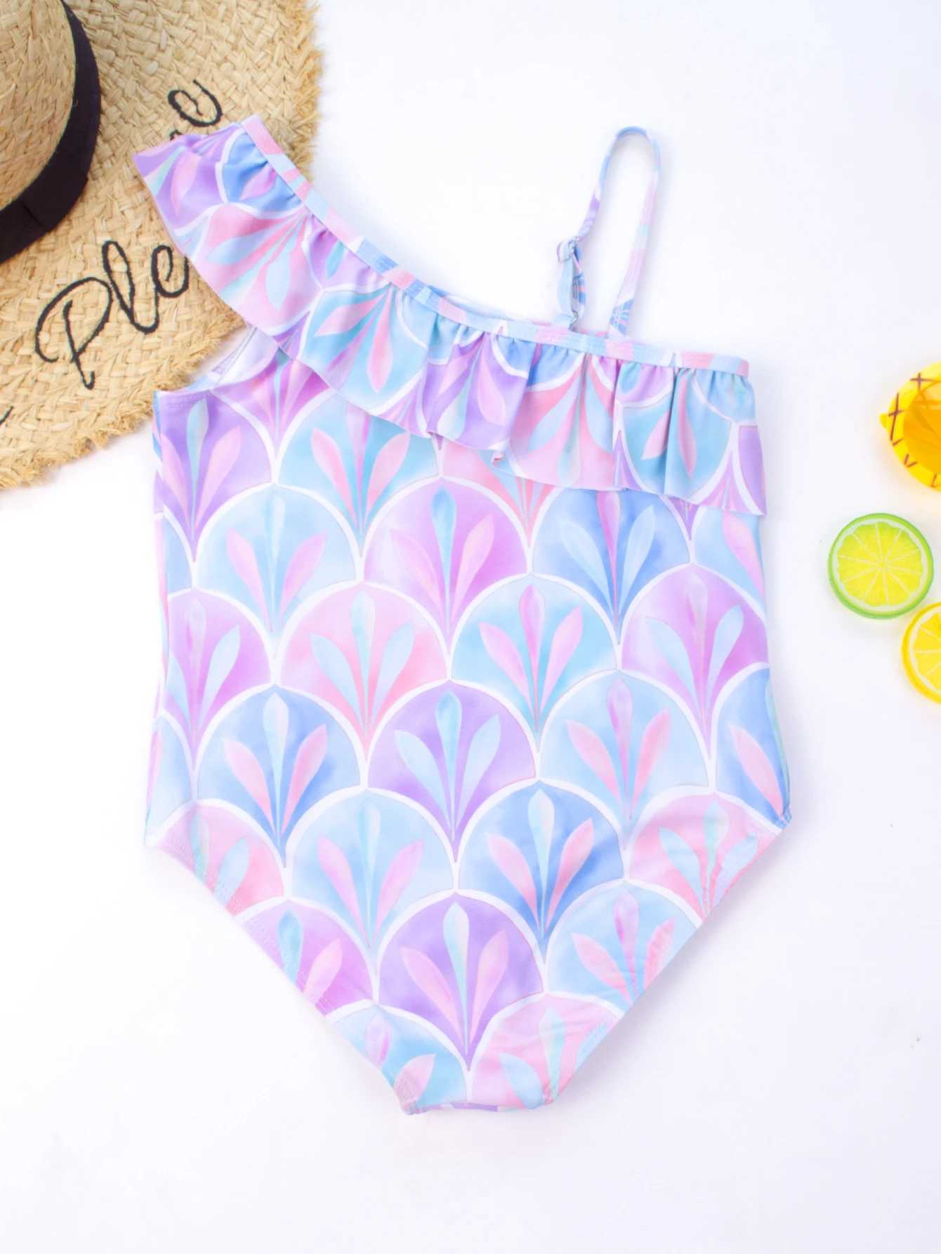 2024 Girls Ruffle Bikini Swimsuit Gradient Leopard Floral Animal Kids Swimwear Children Bikini Rainbow Bathing Set 459XJ250214