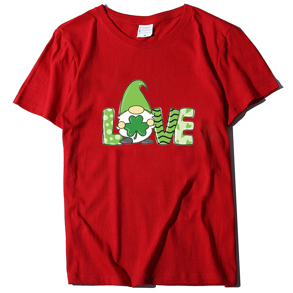 Designer Fashion Trend St. Patrick's Day Print Irish Green T-shirt Short Sleeved European Size 2025