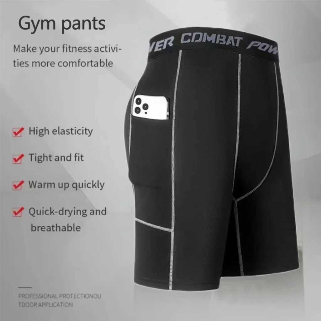High Performance Mens Compression Shorts With Pocket - Quick Dry Breathable Stretchy Base Layer For Sports GymT250210