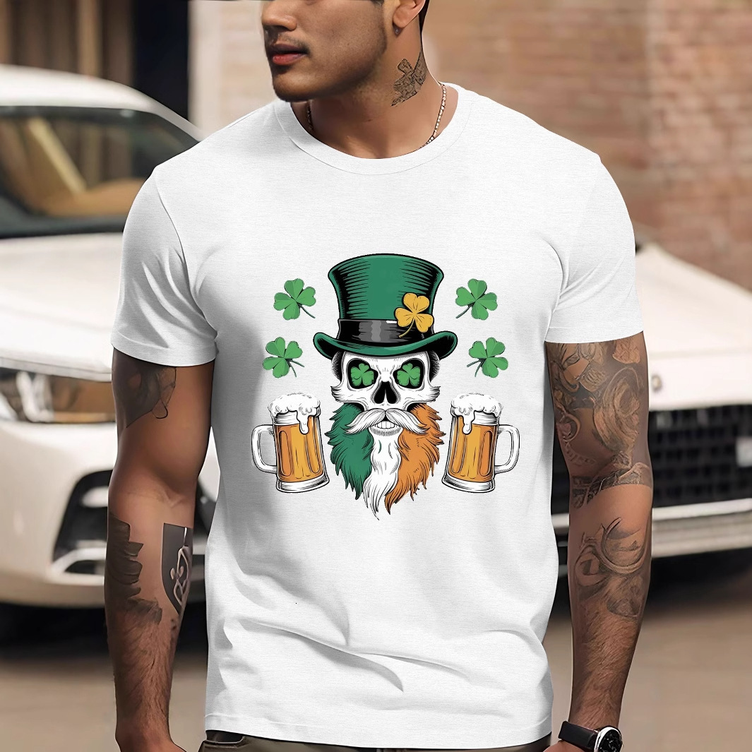 Designer Fashion Trend 2025 New Men's St. Patrick's Day Casual Round Neck Short Sleeved T-shirt