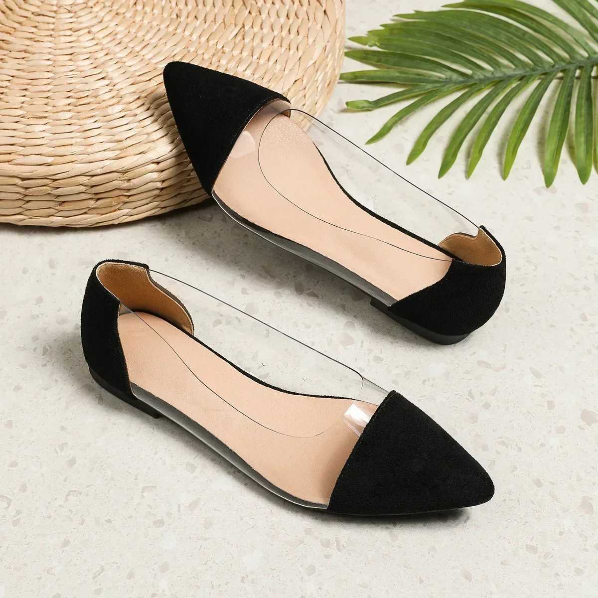 Sexy transparent shallow mouth flat Fi Pointed toe casual light and comfortable high temperature walking shoes 2024 Y250214
